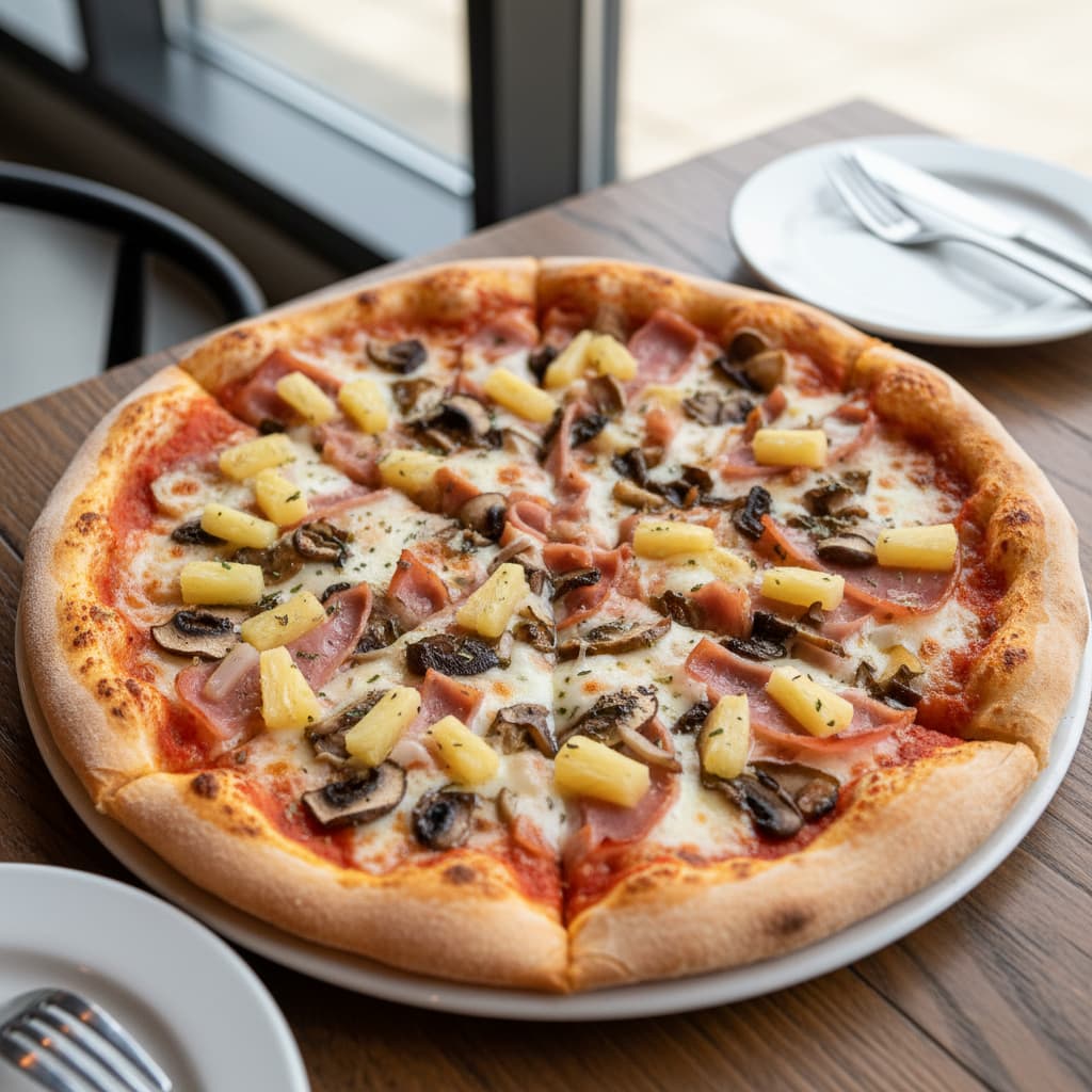 Hawaii gombás pizza